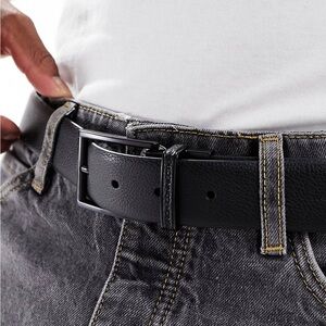 FRENCH CONNECTION REVERSIBLE SQUARE BUCKLE BELT IN BLACK / NAVY